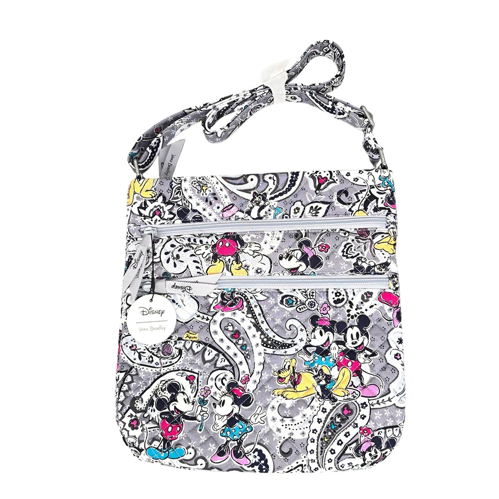 Vera Bradley Disney Triple Zip Hipster Mickey Mouse Piccadilly Paisley NWT Gray